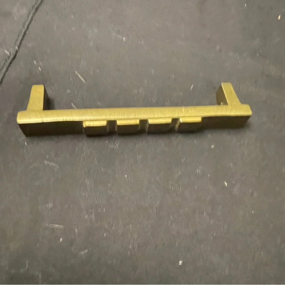 NWT Embossed Elongated 5” Frosted Brass Drawer or Cabinet Pull with Screws